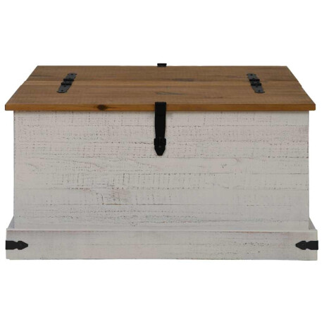 vidaXL Opbergkist HALDEN wit 91x91x47 cm massief grenenhout afbeelding3 - 1