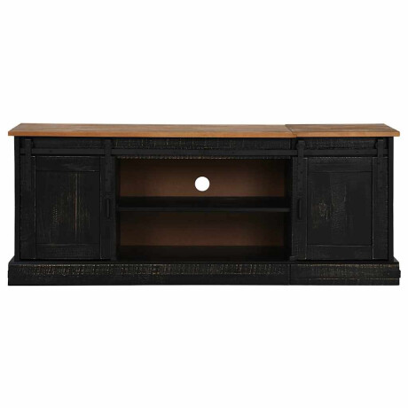 vidaXL Tv-meubel HALDEN 2 schuifdeuren 150x40x60 cm massief hout zwart afbeelding3 - 1