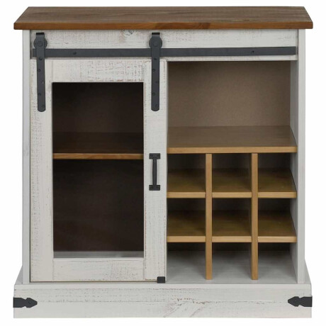 vidaXL Dressoir HALDEN met schuifdeur 80x40x80 cm massief hout wit afbeelding3 - 1