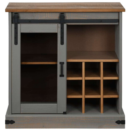 vidaXL Dressoir HALDEN met schuifdeur 80x40x80 cm massief hout grijs afbeelding3 - 1