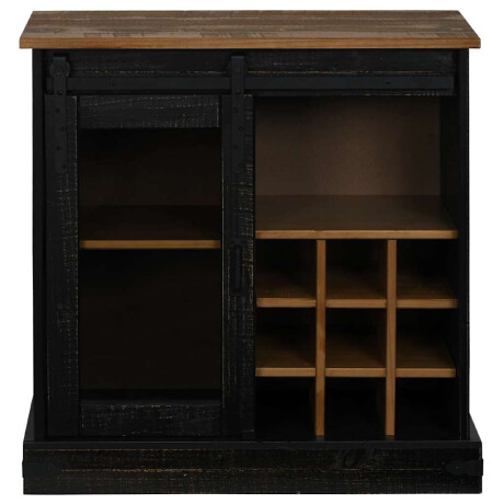 vidaXL Dressoir HALDEN met schuifdeur 80x40x80 cm massief hout zwart afbeelding3 - 1