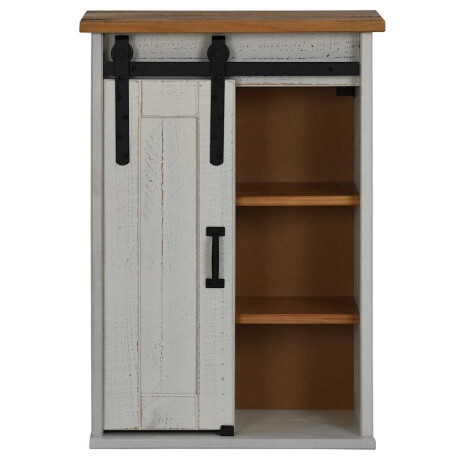 vidaXL Hangkast HALDEN met schuifdeur 49x22,5x70 cm grenenhout wit afbeelding3 - 1