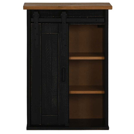 vidaXL Hangkast HALDEN met schuifdeur 49x22,5x70 cm grenenhout zwart afbeelding3 - 1