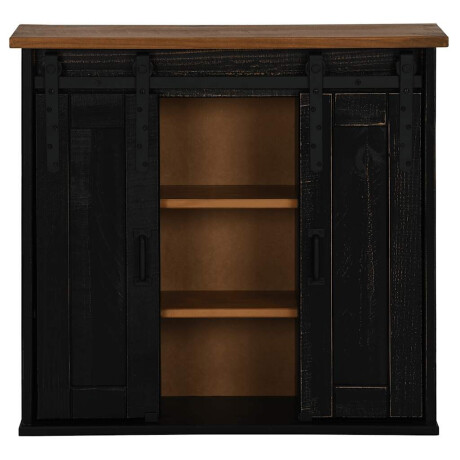 vidaXL Hangkast HALDEN 2 schuifdeuren 75x22,5x70 cm grenenhout zwart afbeelding3 - 1