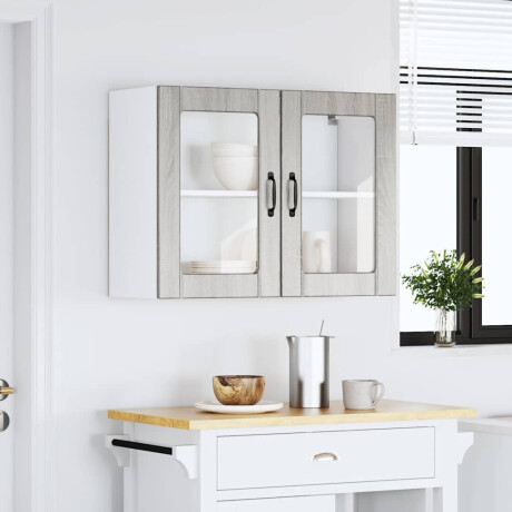 vidaXL Keukenwandkast met glazen deur Lucca bewerkt hout grijs sonoma eiken afbeelding3 - 1
