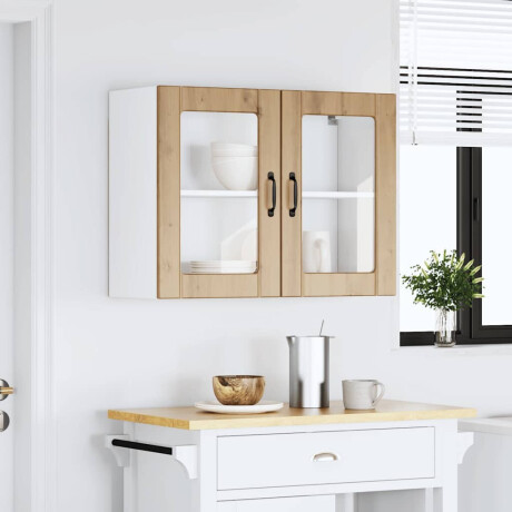 vidaXL Keukenwandkast met glazen deur bewerkt hout artisanaal eiken afbeelding3 - 1