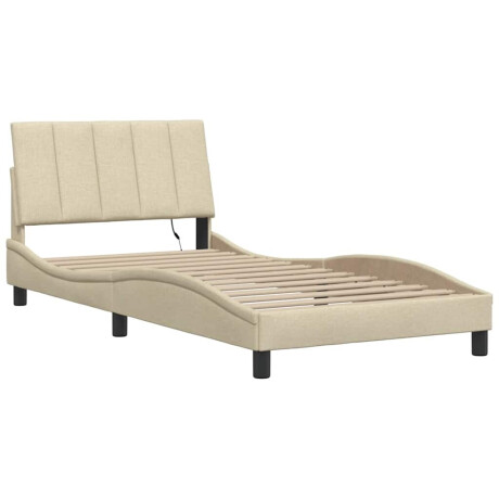 vidaXL Bedframe zonder matras "Hanko" 100x200 cm stof crèmekleurig afbeelding3 - 1
