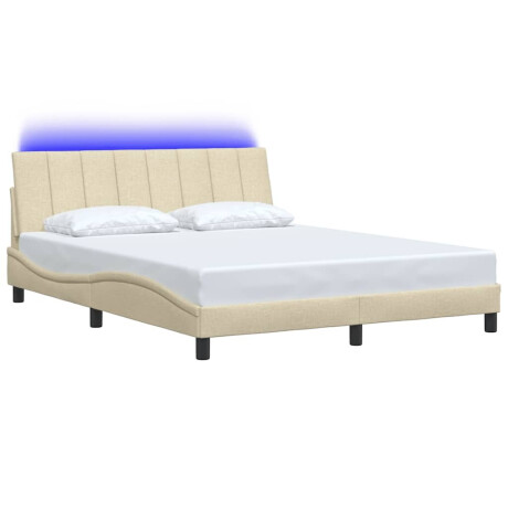 vidaXL Bedframe zonder matras "Hanko" stof crèmekleurig 160x200 cm afbeelding3 - 1