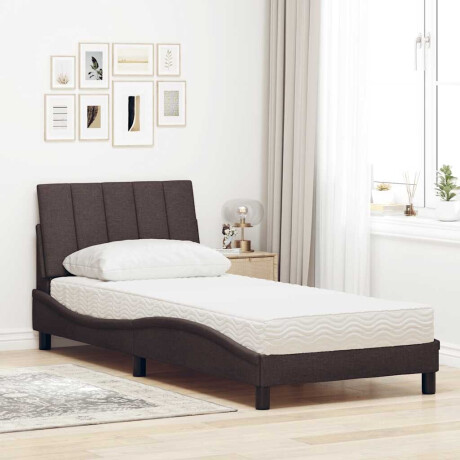 vidaXL Bed met matras "Hanko" stof donkerbruin 90x190 cm afbeelding3 - 1