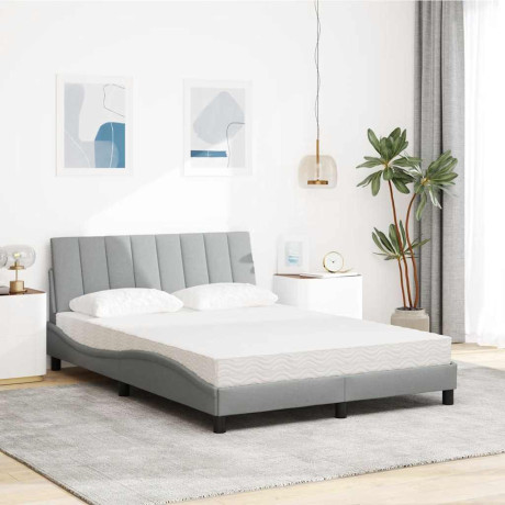 vidaXL Bed met matras "Hanko" stof lichtgrijs 120x200 cm afbeelding3 - 1