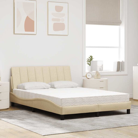 vidaXL Bed met matras "Hanko" stof crèmekleurig 140x190 cm afbeelding3 - 1