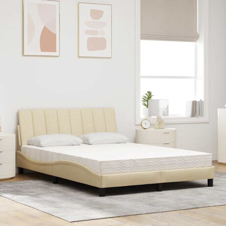 vidaXL Bed met matras "Hanko" stof crèmekleurig 140x200 cm afbeelding3 - 1