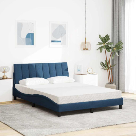 vidaXL Bed met matras stof blauw 140x200 cm afbeelding3 - 1
