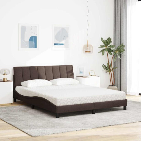 vidaXL Bed met matras "Hanko" stof donkerbruin 160x200 cm afbeelding3 - 1