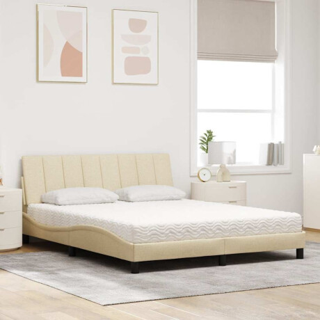 vidaXL Bed met matras "Hanko" stof crèmekleurig 160x200 cm afbeelding3 - 1