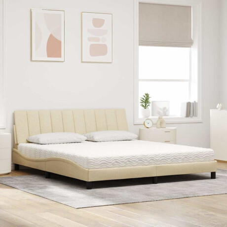 vidaXL Bed met matras "Hanko" stof crèmekleurig 180x200 cm afbeelding3 - 1