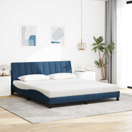 vidaXL Bed met matras stof blauw 180x200 cm afbeelding3 - 1