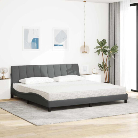 vidaXL Bed met matras "Hanko" stof lichtgrijs 200x200 cm afbeelding3 - 1