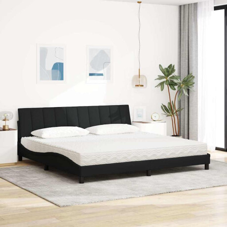 vidaXL Bed met matras "Hanko" stof zwart 200x200 cm afbeelding3 - 1