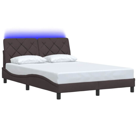 vidaXL Bedframe met LED zonder matras 140x190 cm stof donkerbruin afbeelding3 - 1