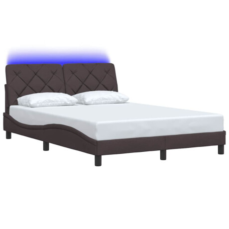 vidaXL Bedframe met LED zonder matras 140x200 cm stof donkerbruin afbeelding3 - 1