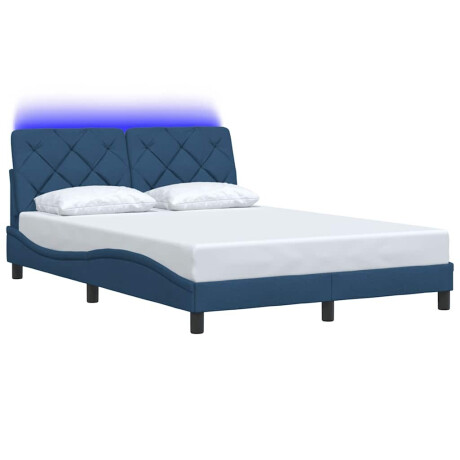 vidaXL Bedframe met LED zonder matras 140x200 cm stof blauw afbeelding3 - 1