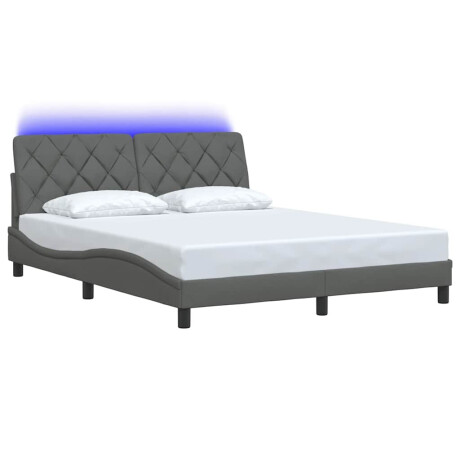 vidaXL Bedframe met LED zonder matras 160x200 cm stof donkergrijs afbeelding3 - 1