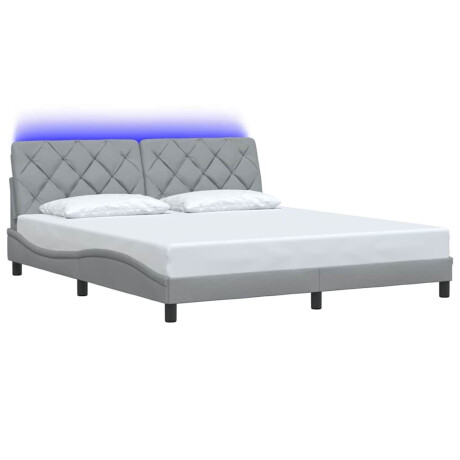 vidaXL Bedframe met LED zonder matras stof 180x200 cm lichtgrijs afbeelding3 - 1
