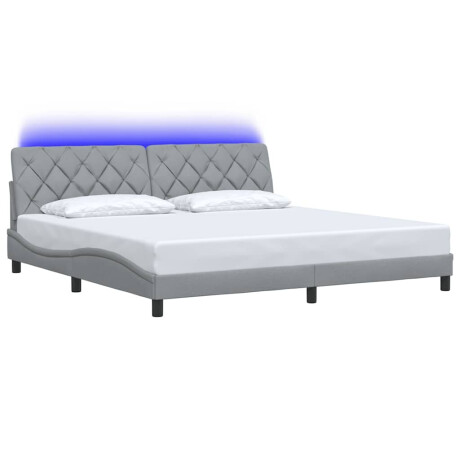 vidaXL Bedframe met LED zonder matras stof 200x200 cm lichtgrijs afbeelding3 - 1