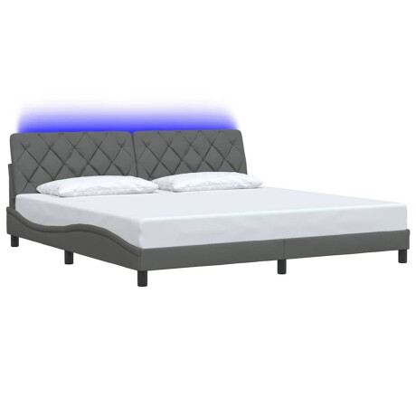 vidaXL Bedframe met LED zonder matras 200x200 cm stof donkergrijs afbeelding3 - 1