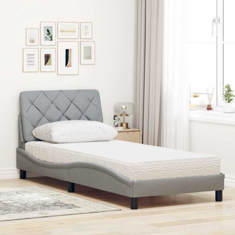 vidaXL Bed met matras stof lichtgrijs 90x190 cm afbeelding3 - 1