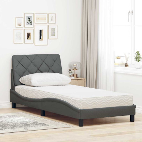 vidaXL Bed met matras stof donkergrijs 90x190 cm afbeelding3 - 1