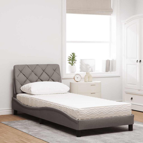vidaXL Bed met matras stof taupe 90x190 cm afbeelding3 - 1