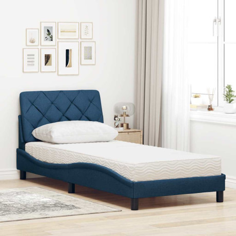 vidaXL Bed met matras stof blauw 90x200 cm afbeelding3 - 1