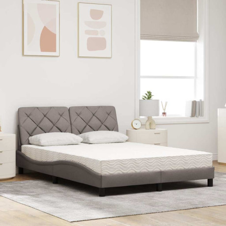 vidaXL Bed met matras stof taupe 120x200 cm afbeelding3 - 1