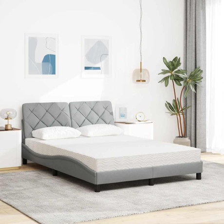 vidaXL Bed met matras stof lichtgrijs 140x190 cm afbeelding3 - 1