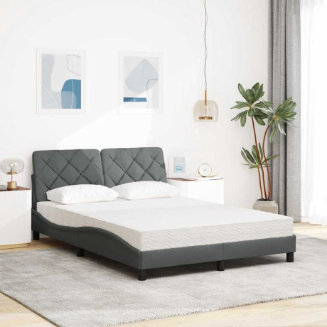 vidaXL Bed met matras stof donkergrijs 140x190 cm afbeelding3 - 1