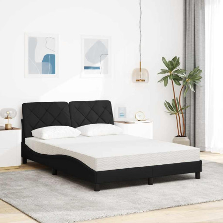 vidaXL Bed met matras stof zwart 140x200 cm afbeelding3 - 1
