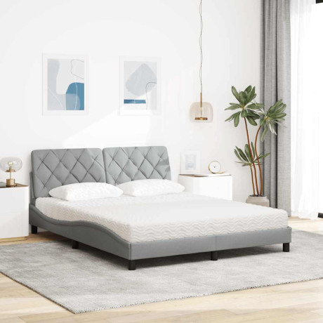 vidaXL Bed met matras stof lichtgrijs 160x200 cm afbeelding3 - 1