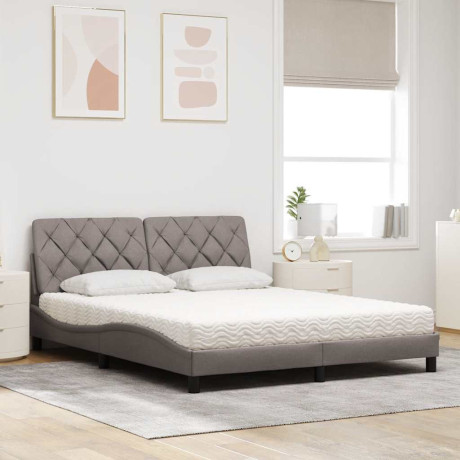 vidaXL Bed met matras stof taupe 160x200 cm afbeelding3 - 1