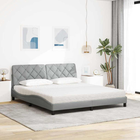 vidaXL Bed met matras stof lichtgrijs 180x200 cm afbeelding3 - 1