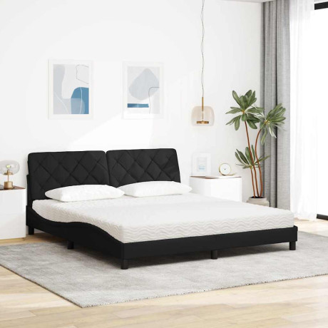 vidaXL Bed met matras stof zwart 180x200 cm afbeelding3 - 1