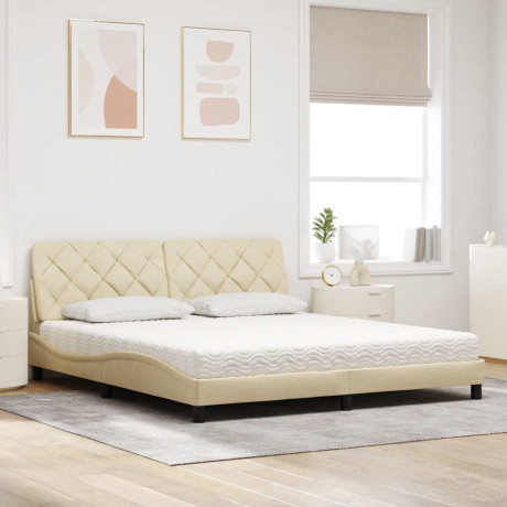 vidaXL Bed met matras stof crèmekleurig 180x200 cm afbeelding3 - 1