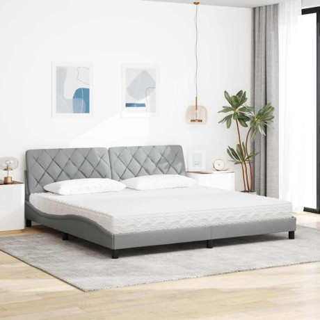 vidaXL Bed met matras stof lichtgrijs 200x200 cm afbeelding3 - 1