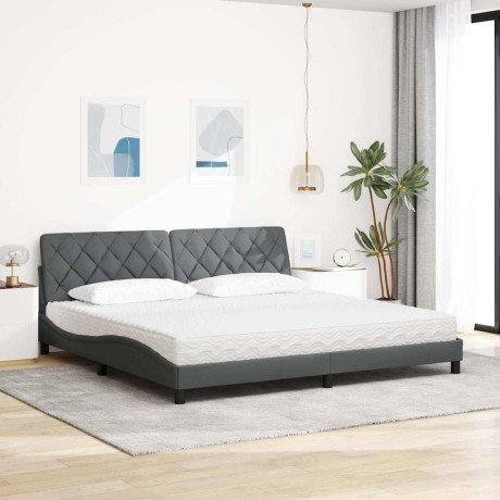 vidaXL Bed met matras stof donkergrijs 200x200 cm afbeelding3 - 1