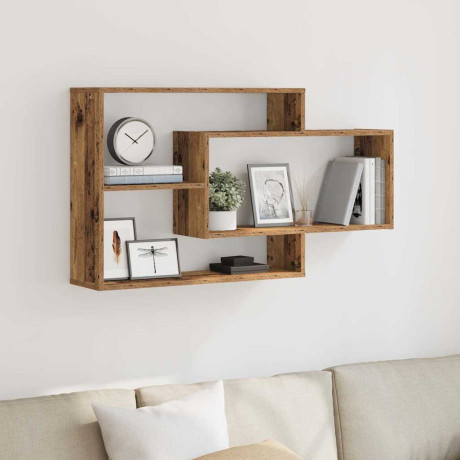 vidaXL Wandschap 104x20x58,5 cm bewerkt hout oud houtkleurig afbeelding3 - 1