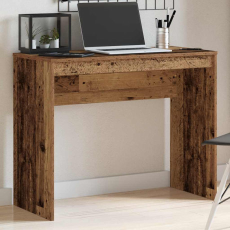vidaXL Bureau 90x40x72 cm bewerkt hout oud houtkleurig afbeelding3 - 1