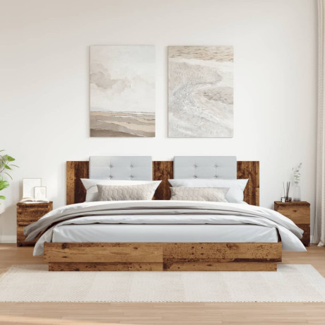 vidaXL Nachtkastjes 2 st 30x30x40 cm bewerkt hout oud houtkleurig afbeelding3 - 1