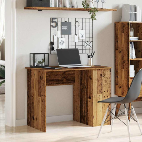vidaXL Bureau 100x55x75 cm bewerkt hout oud houtkleurig afbeelding3 - 1