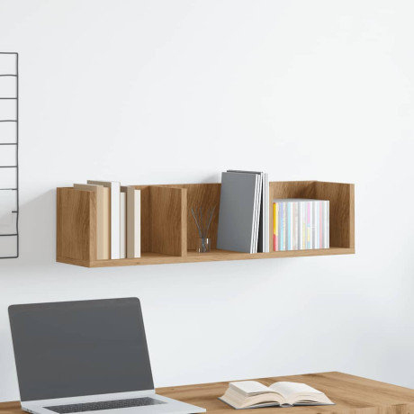 vidaXL CD-wandschap 75x18x18 cm bewerkt hout artisanaal eikenkleurig afbeelding3 - 1